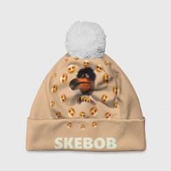 Шапка с помпоном Мем скебоб и смайлики, цвет: 3D-белый
