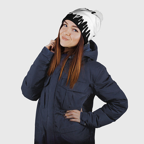 Шапка c помпоном DayZ краски подтёки / 3D-Белый – фото 2