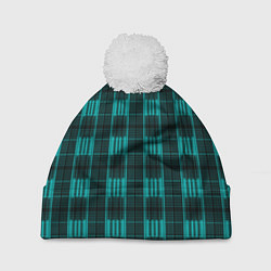 Шапка с помпоном Color neon blue, цвет: 3D-белый