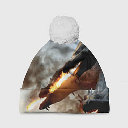 Шапка с помпоном Огненный Змей Горыныч, цвет: 3D-белый