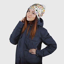 Шапка с помпоном Ребусы паттерн, цвет: 3D-белый — фото 2