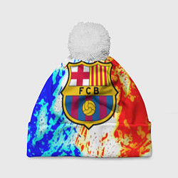 Шапка с помпоном Barcelona огненные краски, цвет: 3D-белый