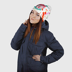 Шапка с помпоном Ливерпуль неоновые брызги красок, цвет: 3D-белый — фото 2