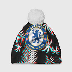 Шапка c помпоном Chelsea тропики глитч текстура