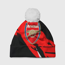 Шапка c помпоном Арсенал геометрия полосы краски