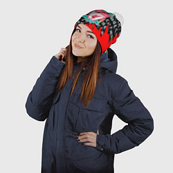 Шапка с помпоном Ливерпуль китайские символы краски, цвет: 3D-белый — фото 2