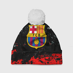 Шапка с помпоном Barcelona красно белые краски, цвет: 3D-белый