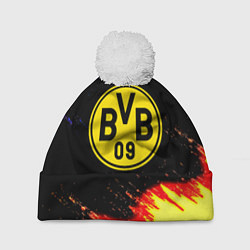 Шапка с помпоном Borussia огненные и холодные краски, цвет: 3D-белый