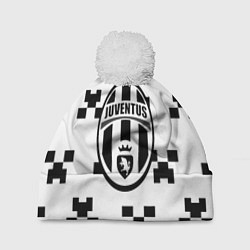 Шапка с помпоном Juventus x minecraft pattern, цвет: 3D-белый