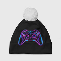 Шапка с помпоном Gamepad, цвет: 3D-белый