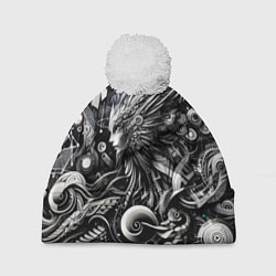 Шапка c помпоном Abstraction cyber pattern - ai art fantasy