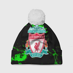 Шапка c помпоном Liverpool зеленый огонь текстура