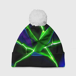 Шапка с помпоном Green glow, цвет: 3D-белый