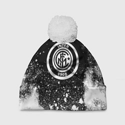 Шапка c помпоном Inter белый всплеск краско