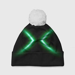 Шапка с помпоном Neon green lines, цвет: 3D-белый