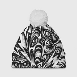 Шапка c помпоном Lightnings and faces - ai art fantasy
