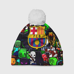 Шапка с помпоном Minecraft x barcelona fc, цвет: 3D-белый