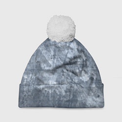 Шапка с помпоном Абстракция - gray-blue, цвет: 3D-белый
