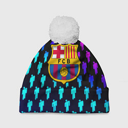 Шапка с помпоном Barcelona люди градиент неон, цвет: 3D-белый