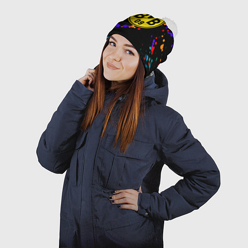 Шапка c помпоном Borussia краски всплеск текстура / 3D-Белый – фото 2