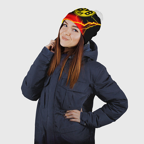 Шапка c помпоном Borussia шторм молнии / 3D-Белый – фото 2