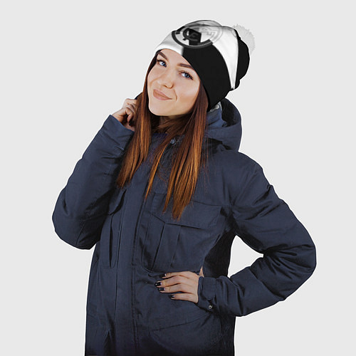 Шапка c помпоном Реал Мадрид геометрия полосы / 3D-Белый – фото 2