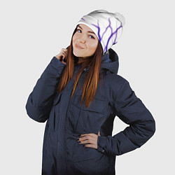 Шапка с помпоном Color white purple, цвет: 3D-белый — фото 2