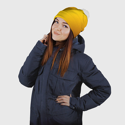 Шапка c помпоном Color yellow red gradient / 3D-Белый – фото 2