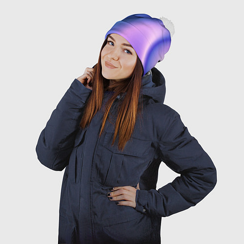 Шапка c помпоном Color multicolored gradient / 3D-Белый – фото 2