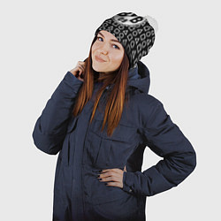 Шапка с помпоном Borussia геометрия черно белая, цвет: 3D-белый — фото 2