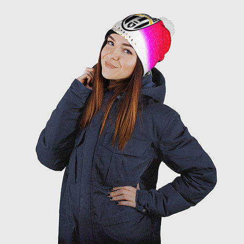 Шапка c помпоном Ювентус спорт люди / 3D-Белый – фото 2