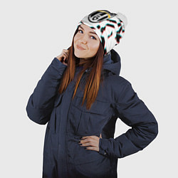 Шапка с помпоном Ювентус геометрия глитч, цвет: 3D-белый — фото 2