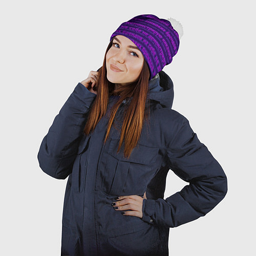 Шапка c помпоном Никаких брендов - паттерн / 3D-Белый – фото 2