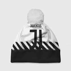 Шапка с помпоном Ювентус полосы геометрия линии, цвет: 3D-белый
