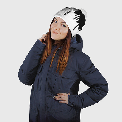 Шапка c помпоном Ливерпуль разводы красок / 3D-Белый – фото 2