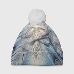 Шапка c помпоном Ледяной перьевой орнамент со светом