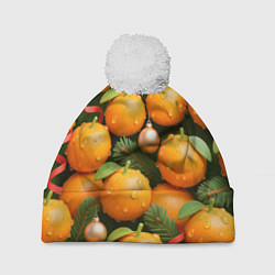 Шапка c помпоном Мандариновое настроение