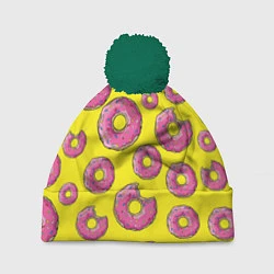 Шапка с помпоном Пончики Гомера, цвет: 3D-зеленый