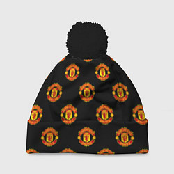 Шапка с помпоном Manchester United Pattern, цвет: 3D-черный