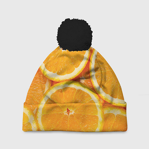 Шапка c помпоном Апельсин / 3D-Черный – фото 1