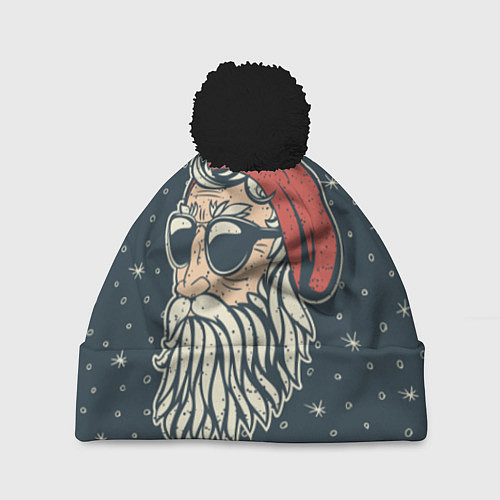 Шапка c помпоном Санта хипстер / 3D-Черный – фото 1