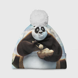 Шапка с помпоном Кунг фу панда, цвет: 3D-белый