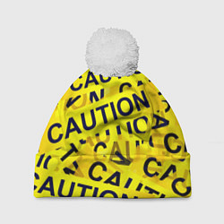 Шапка с помпоном Caution, цвет: 3D-белый