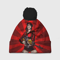Шапка с помпоном Red alert girl, цвет: 3D-черный