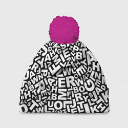 Шапка с помпоном Английский алфавит, цвет: 3D-малиновый