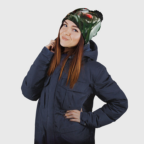 Шапка c помпоном Сrysis / 3D-Черный – фото 2