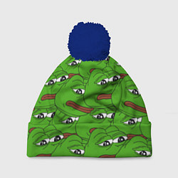 Шапка с помпоном Sad frogs, цвет: 3D-тёмно-синий