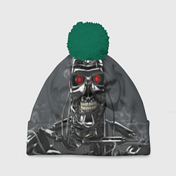 Шапка с помпоном Скелет Терминатора, цвет: 3D-зеленый