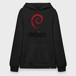 Толстовка-худи оверсайз Debian, цвет: черный