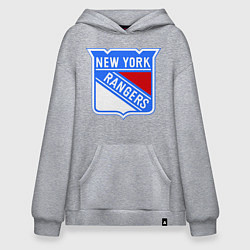 Толстовка-худи оверсайз New York Rangers, цвет: меланж